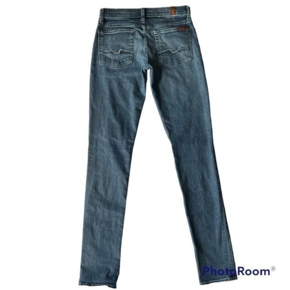 7 For All Mankind Roxanne Casual Retro Skinny Mid Rise Denim Blue Jeans. Size 27 - Picture 3 of 10